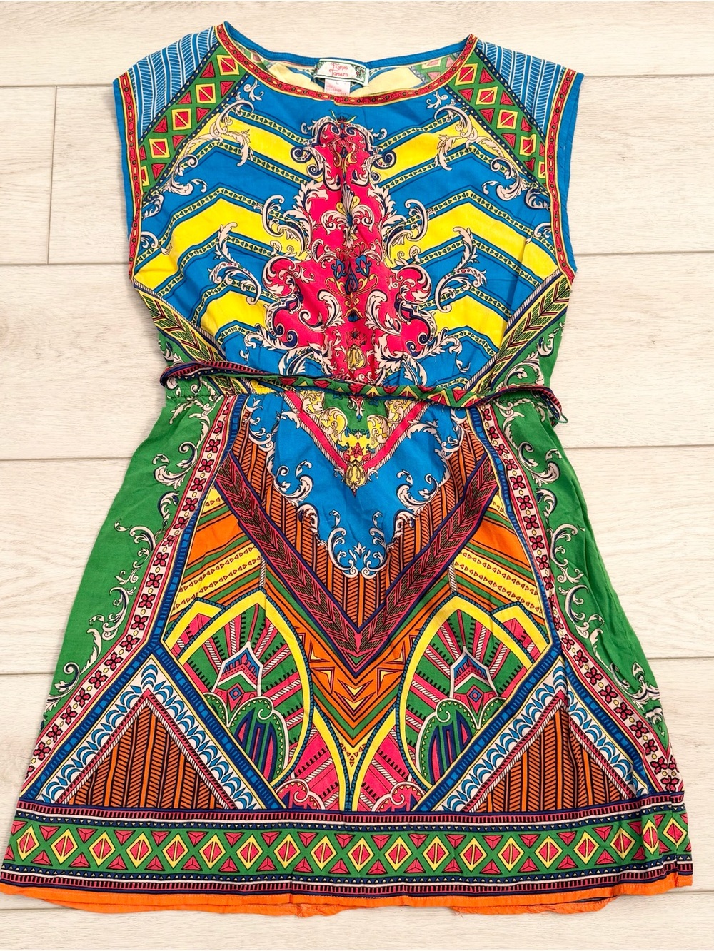 Flying Tomato Boho Art Deco Tribal Print Sleeveless Mini Dress